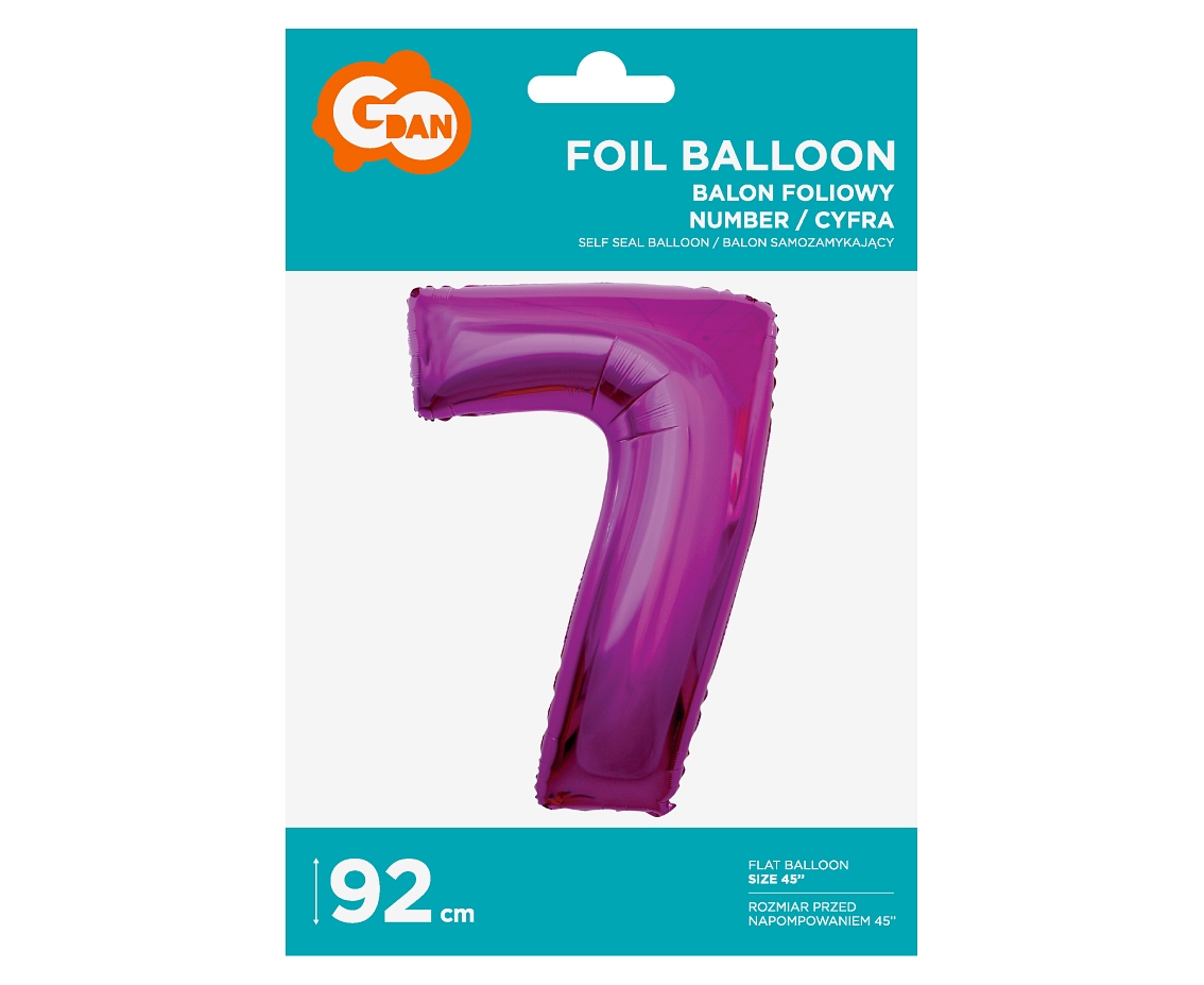Folienballon Nummer 7 Pink 92 cm